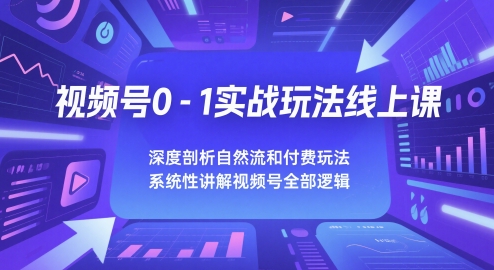 视频号0-1实战玩法线上课，深度剖析自然流和付费玩法，统性讲解视频号全部逻辑-一个公司创业项目 - 淘金吧