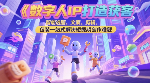 数字人IP打造获客变现实操课，智能选题、文案、剪辑、包装一站式解决短视频创作难题-一个公司创业项目 - 淘金吧
