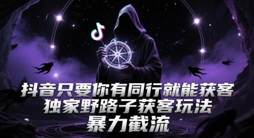 抖音只要你有同行就能获客,独家野路子获客玩法,暴力截流【揭秘】-一个公司创业项目 - 淘金吧