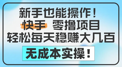新手也能操作,快手零撸挣米,轻松每天挣2-5张,完全无成本-一个公司创业项目 - 淘金吧