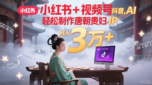 小红书+视频号+抖音,AI轻松制作唐朝贵妇IP,每天30分钟,轻松产出N条,月入3W+-一个公司创业项目 - 淘金吧