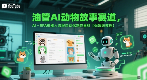 油管AI动物故事赛道,AI+RPA机器人流程自动化制作素材【保姆级教程】-一个公司创业项目 - 淘金吧