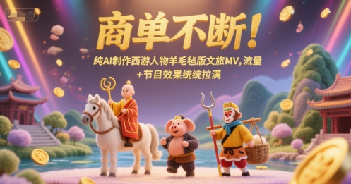 商单不断!纯AI制作西游人物羊毛毡版文旅MV,流量+节目效果统统拉满-一个公司创业项目 - 淘金吧