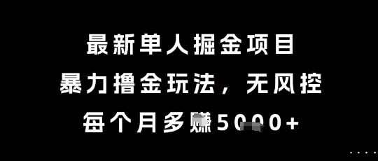 最新单人掘金项目，暴力撸金玩法，无风控，每个月多挣5k+【揭秘】-一个公司创业项目 - 淘金吧