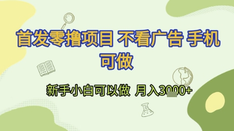 首发零撸项目 不看广告 手机可做 新手小白可以做 月入3k+【揭秘】-一个公司创业项目 - 淘金吧