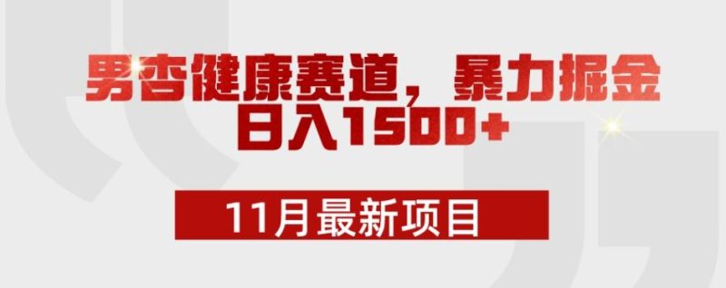 11月最新项目,男杏健康赛道,暴力掘金,日入1500+-一个公司创业项目 - 淘金吧