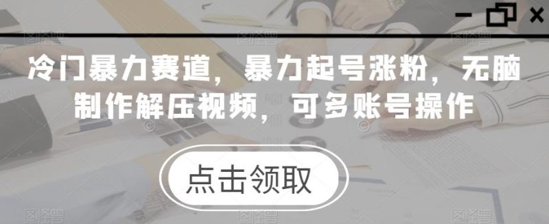 冷门暴力赛道,暴力起号涨粉,无脑制作解压视频,可多账号操作-一个公司创业项目 - 淘金吧