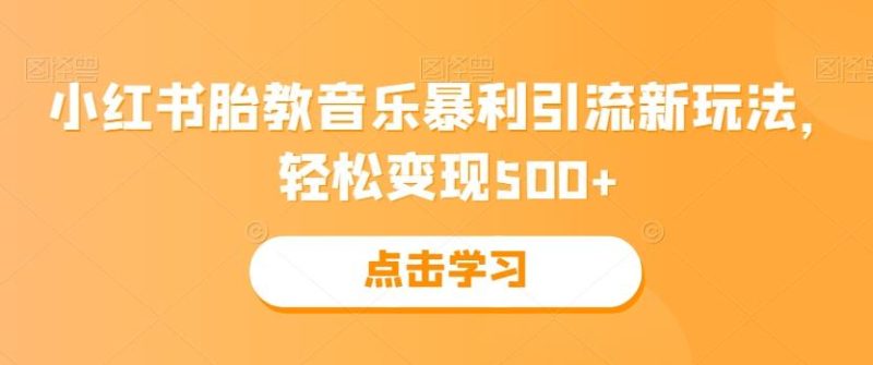 小红书胎教音乐暴利引流新玩法,轻松变现500+-一个公司创业项目 - 淘金吧