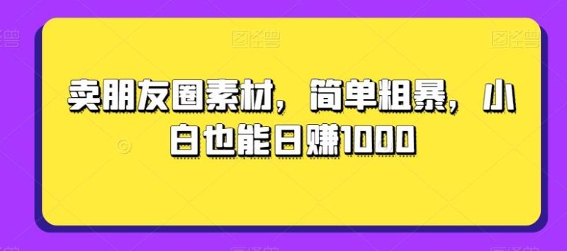 卖朋友圈素材，简单粗暴，小白也能日赚1000-一个公司创业项目 - 淘金吧