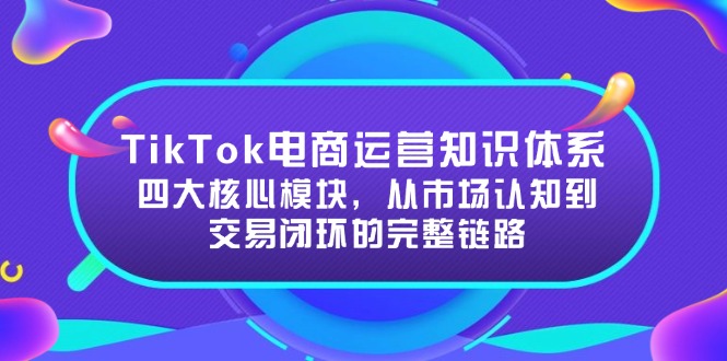 TikTok电商运营知识体系：四大核心模块，从市场认知到交易闭环的完整链路-一个公司创业项目 - 淘金吧
