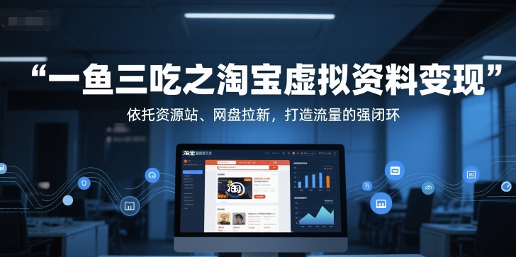 一鱼三吃之淘宝虚拟资料变现,依托资源站、网盘拉新,打造流量的强闭环-一个公司创业项目 - 淘金吧