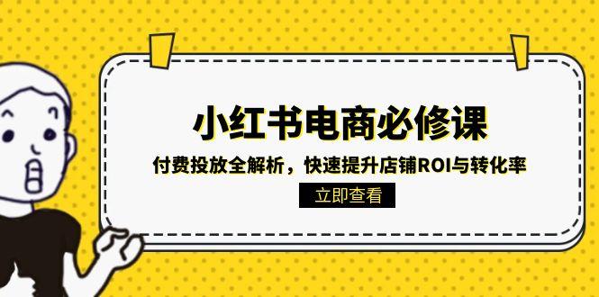 小红书电商必修课：付费投放全解析，快速提升店铺ROI与转化率-一个公司创业项目 - 淘金吧