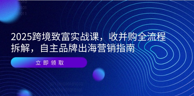 2025跨境致富实战课,收并购全流程拆解,自主品牌出海营销指南-一个公司创业项目 - 淘金吧