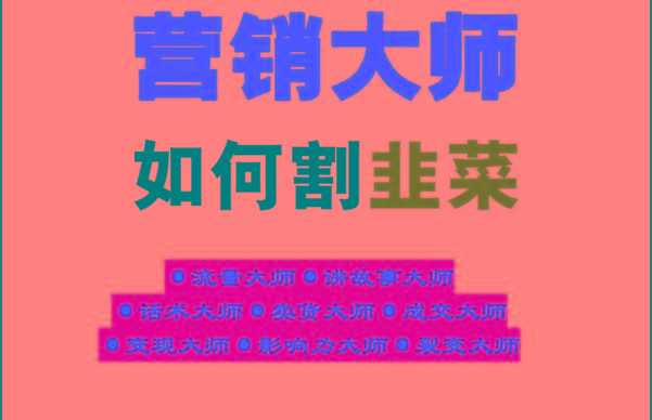 《营销大师如何割韭菜》禁止外传的大师绝学电子书-一个公司创业项目 - 淘金吧