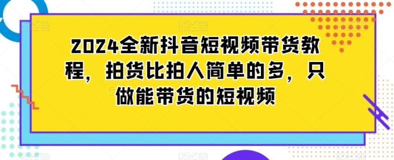 2024全新抖音短视频带货教程，拍货比拍人简单的多，只做能带货的短视频-一个公司创业项目 - 淘金吧