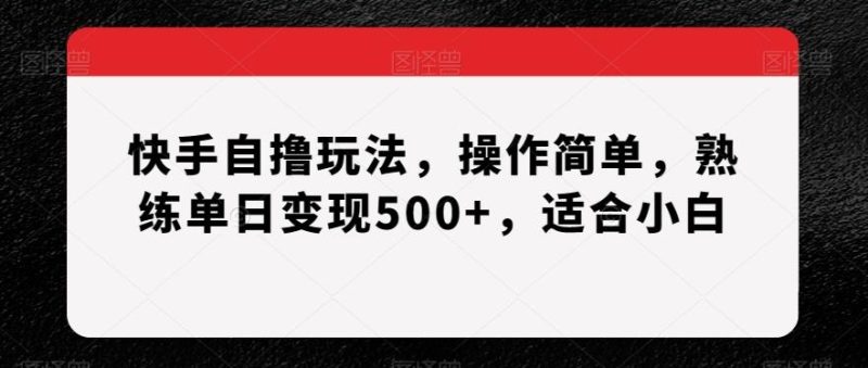 快手自撸玩法，操作简单，熟练单日变现500+，适合小白【揭秘】-一个公司创业项目 - 淘金吧