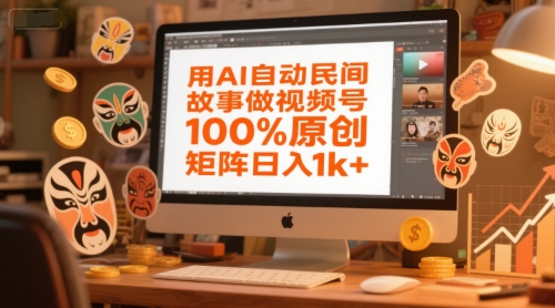 用AI自动民间故事做视频号,100%原创,矩阵日入1k+-一个公司创业项目 - 淘金吧