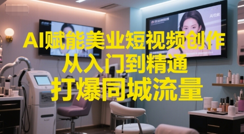 AI赋能美业短视频创作,从入门到精通,打爆同城流量,超级AI工具短视频实操落地-一个公司创业项目 - 淘金吧