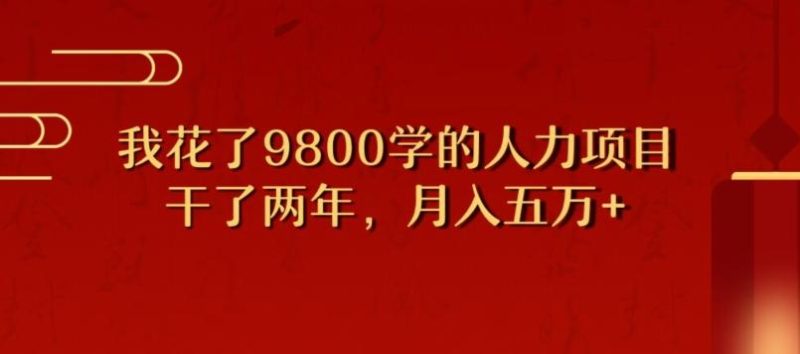 我花了9800学习,干了两年赚了70万的人力项目-一个公司创业项目 - 淘金吧