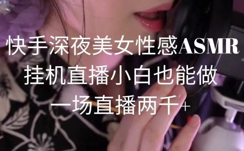 快手深夜美女性感ASMR挂机直播,小白也能做,一场直播两千+-一个公司创业项目 - 淘金吧