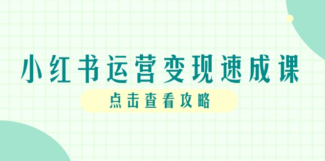 小红书运营变现速成课,账号搭建到暴力起号,个人IP全流程指南-一个公司创业项目 - 淘金吧