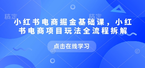 小红书电商掘金课，小红书电商项目玩法全流程拆解(更新5月)-一个公司创业项目 - 淘金吧
