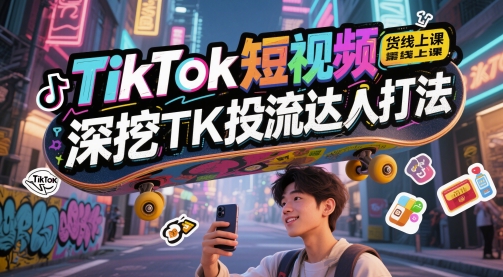TikTok短视频带货线上课,深挖TK投流达人打法-一个公司创业项目 - 淘金吧