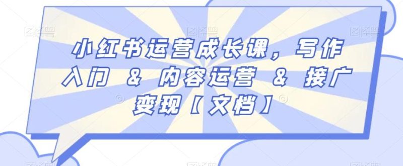 小红书运营成长课，写作入门&内容运营&接广变现【文档】-一个公司创业项目 - 淘金吧