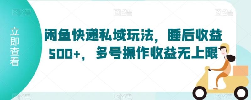 闲鱼快递私域玩法,睡后收益500+,多号操作收益无上限【揭秘】-一个公司创业项目 - 淘金吧