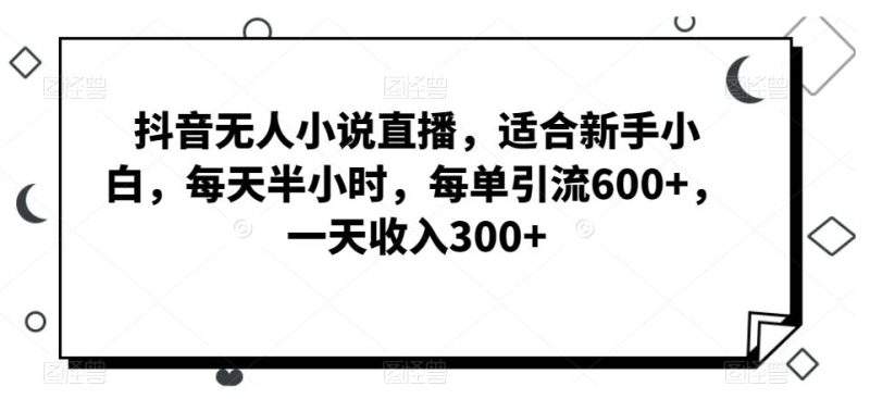 抖音无人小说直播,适合新手小白,每天半小时,每单引流600+,一天收入300+-一个公司创业项目 - 淘金吧