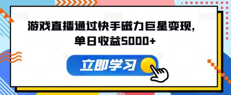 游戏直播通过快手磁力巨星变现，单日收益5000+-一个公司创业项目 - 淘金吧