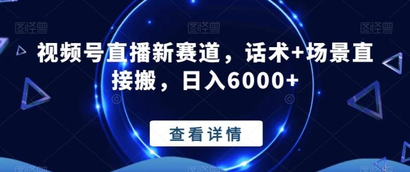视频号直播新赛道,话术+场景直接搬,日入6000+-一个公司创业项目 - 淘金吧