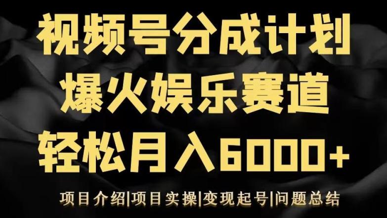 视频号创作分成计划之娱乐赛道轻松日入500+-一个公司创业项目 - 淘金吧