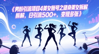 男粉引流项目4美女账号之健身美女拆解，日引流500+，变现多张-一个公司创业项目 - 淘金吧