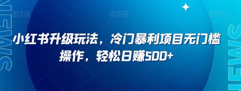 小红书升级玩法,冷门暴利项目无门槛操作,轻松日赚500+【揭秘】-一个公司创业项目 - 淘金吧