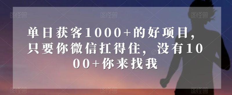 单日获客1000+的好项目，只要你微信扛得住，没有1000+你来找我【揭秘】-一个公司创业项目 - 淘金吧