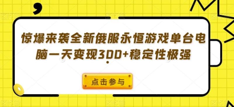 惊爆来袭全新俄服永恒游戏单台电脑一天变现300+稳定性极强-一个公司创业项目 - 淘金吧