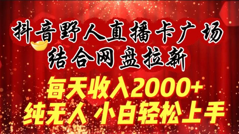 (9504期)每天收入2000+,抖音野人直播卡广场,结合网盘拉新,纯无人,小白轻松上手-一个公司创业项目 - 淘金吧