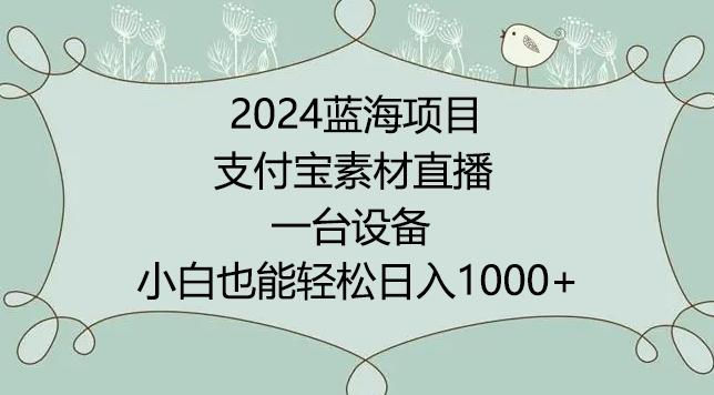 2024年蓝海项目，支付宝素材直播，无需出境，小白也能日入1000+ ，实操教程【揭秘】-一个公司创业项目 - 淘金吧