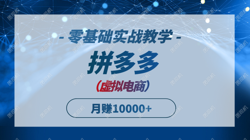 拼多多虚拟电商,零基础实战教学,快速打爆商品,新手也能月入10000+-一个公司创业项目 - 淘金吧