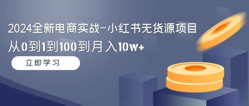2024全新电商实战-小红书无货源项目:从0到1到100到月入10w+-一个公司创业项目 - 淘金吧