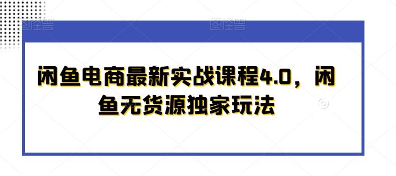 闲鱼电商最新实战课程4.0，闲鱼无货源独家玩法-一个公司创业项目 - 淘金吧