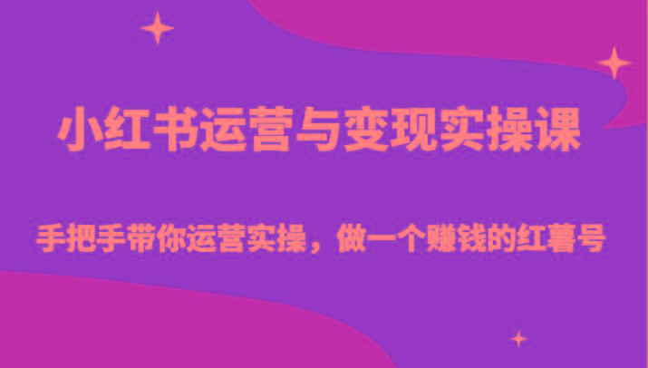 小红书运营与变现实操课-手把手带你运营实操,做一个赚钱的红薯号-一个公司创业项目 - 淘金吧