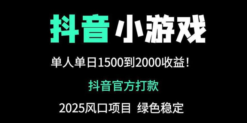 抖音官方小游戏2025全网最新玩法，暴利赚钱项目，单机日入2000+-一个公司创业项目 - 淘金吧