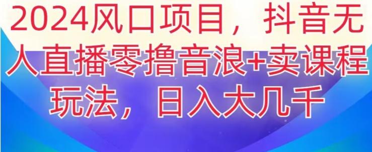 2024风口项目,抖音无人主播撸音浪+卖课程玩法,日入大几千【揭秘】-一个公司创业项目 - 淘金吧