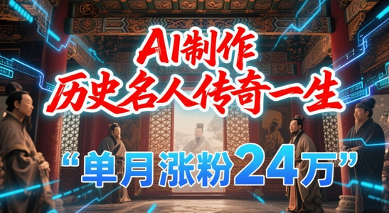 暴力起号!用AI制作历史名人传奇一生,单月涨粉24W,涨粉+变现赛道黑马来了-一个公司创业项目 - 淘金吧