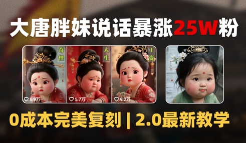AI大唐胖贵妃说话2.0,40条视频暴涨40w粉,附独家变现攻略-一个公司创业项目 - 淘金吧