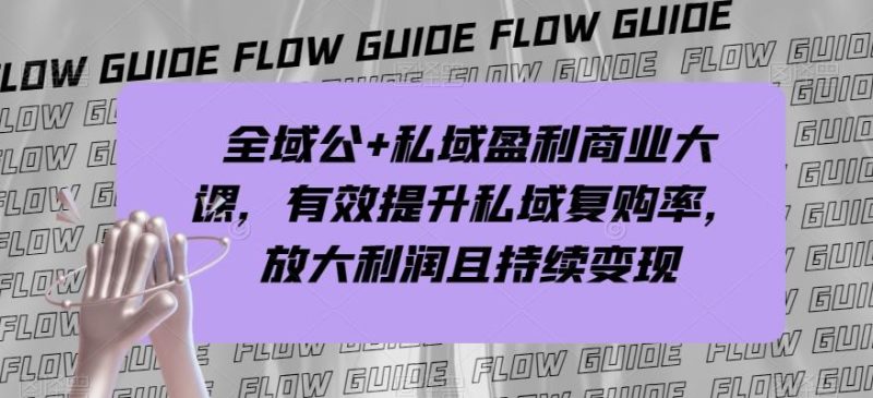 全域公+私域盈利商业大课,有效提升私域复购率,放大利润且持续变现-一个公司创业项目 - 淘金吧