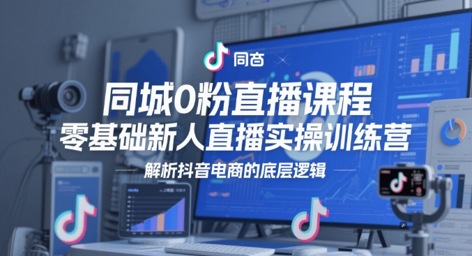 同城0粉直播课程,零基础新人直播实操训练营,解析抖音电商的底层逻辑-一个公司创业项目 - 淘金吧