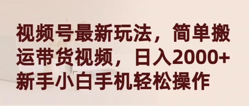 (9486期)视频号最新玩法,简单搬运带货视频,日入2000+,新手小白手机轻松操作-一个公司创业项目 - 淘金吧